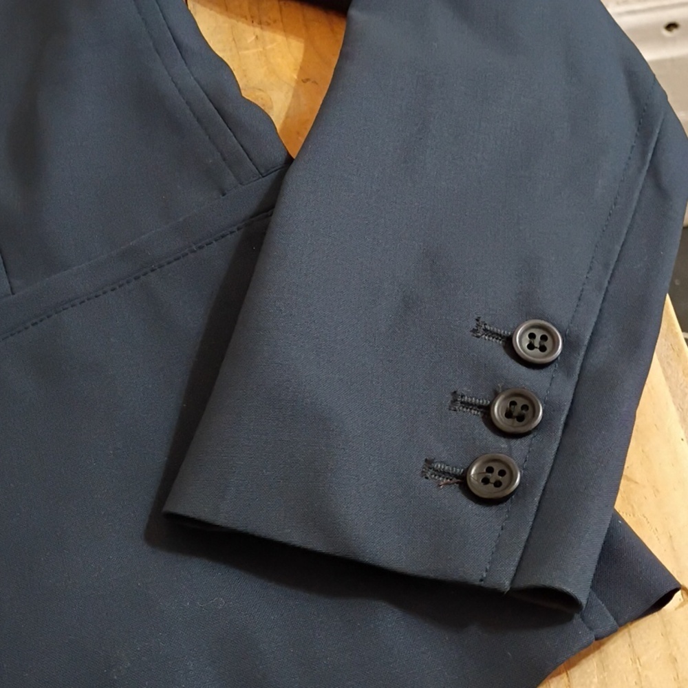 Theory Vintage Blue Stretch Wool 2 Button Fitted Blazer Jacket Size 8 - Picture 12 of 12